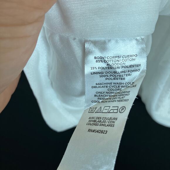 LOFT Womens Blouse White Crochet Sleeveless Cotton Blend Large - Picture 7 of 12